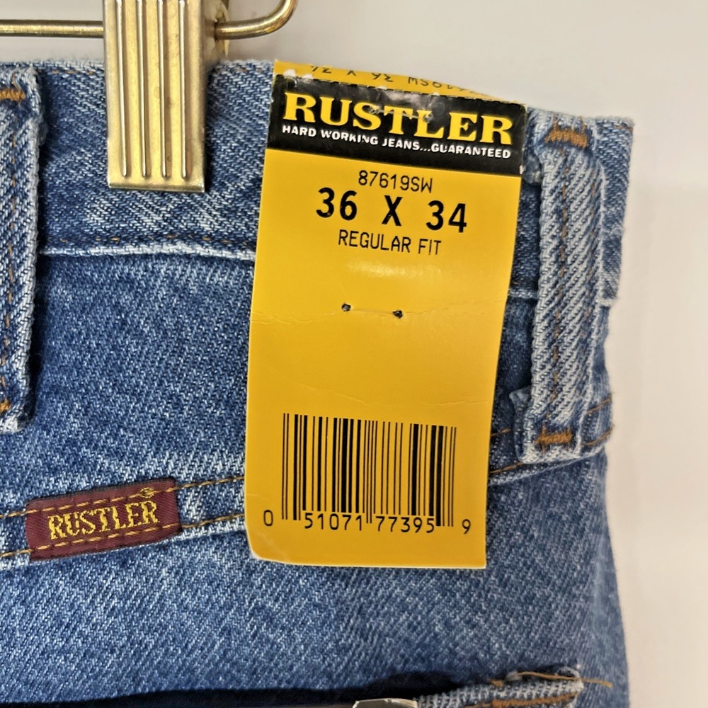 Rustler Jeans Men 36x34 NWT Regular Fit Straight Leg Heavyweight Denim - Picture 7 of 10